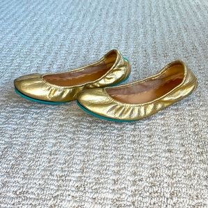 Golden metallic Tieks ballet flats